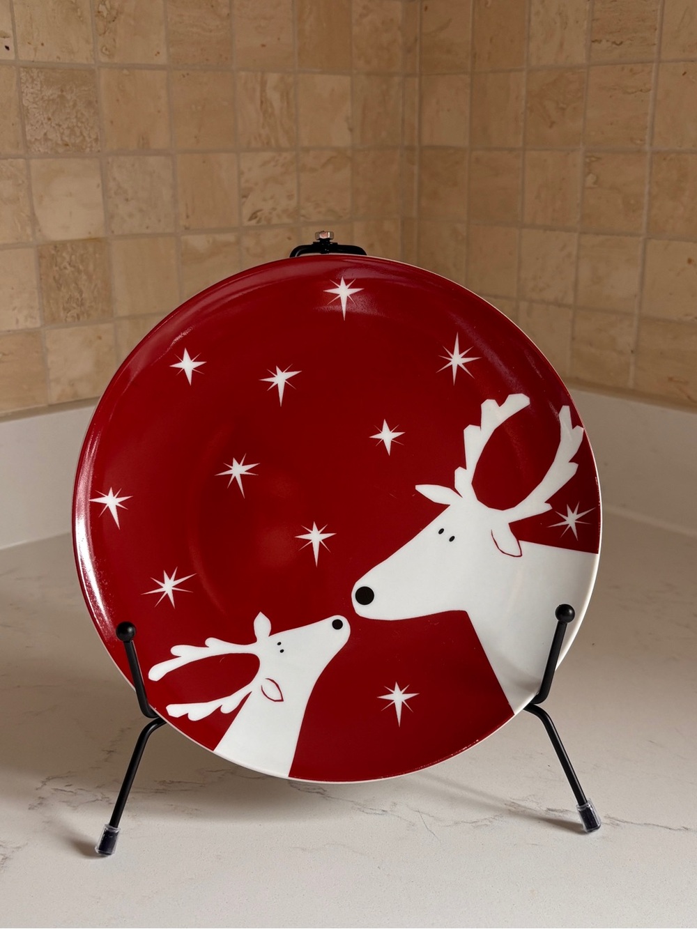 Holiday Red Reindeer Serving Plate